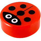 Round 1 x 1 with Ladybug, Large White Eyes, 98138pb177 LEGO® Animals LEGO®