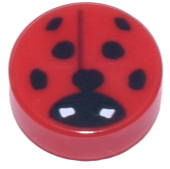 Round 1 x 1 with Ladybug, Small White Eyes, 98138pb393 LEGO® Animals LEGO®