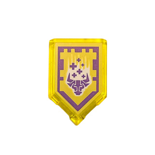Tile, Modified 2 x 3 Pentagonal with Nexo Power Shield Pattern - Raging Rally, Part# 22385pb089