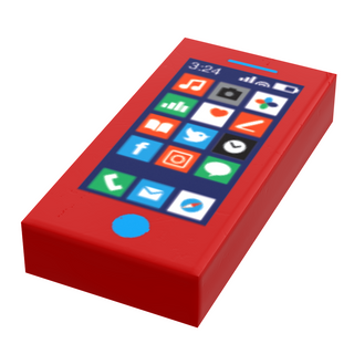 Mobile Phone - B3 Customs Printed 1x2 Tile made using LEGO parts Custom Parts B3 Customs Red