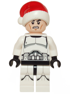 Clone Trooper - Printed Legs, Santa Hat, Scowl, sw0596 Minifigure United Brick Co®