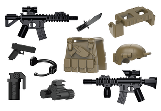 Tan Army Tactical Gear Pack Custom Minifigure Toy Accessories Custom Weapon Battle Brick
