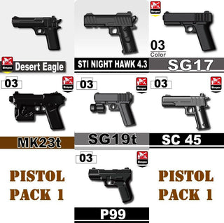 Pistol Pack V1 Custom Minifigure Toy Accessory Custom Weapon Battle Brick