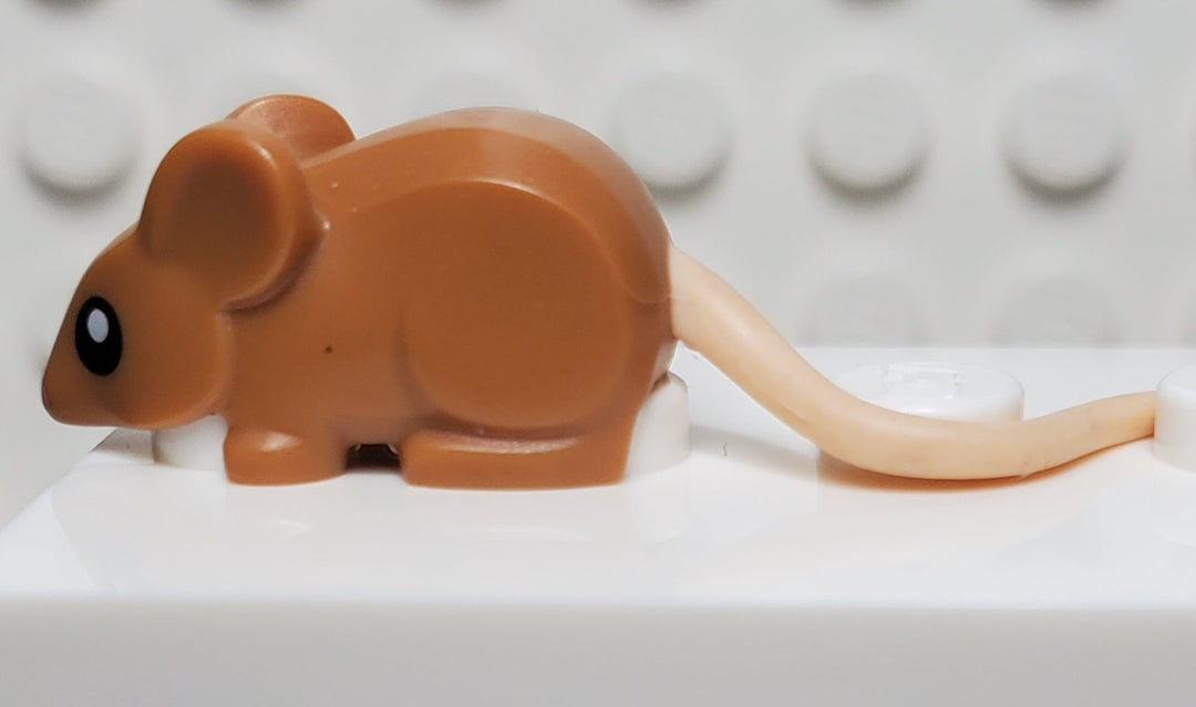Lego 6 pieces Dark Tan Land Rodent Rat / Mouse with Black Eyes and White  Pupils