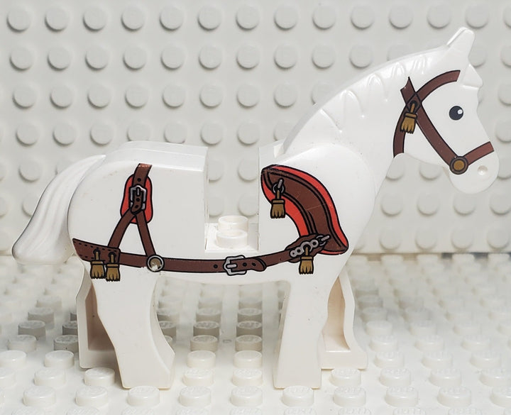 LEGO® Horse White with Reddish Brown Harness