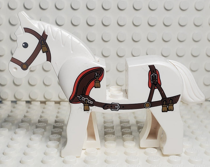 LEGO® Horse White with Reddish Brown Harness