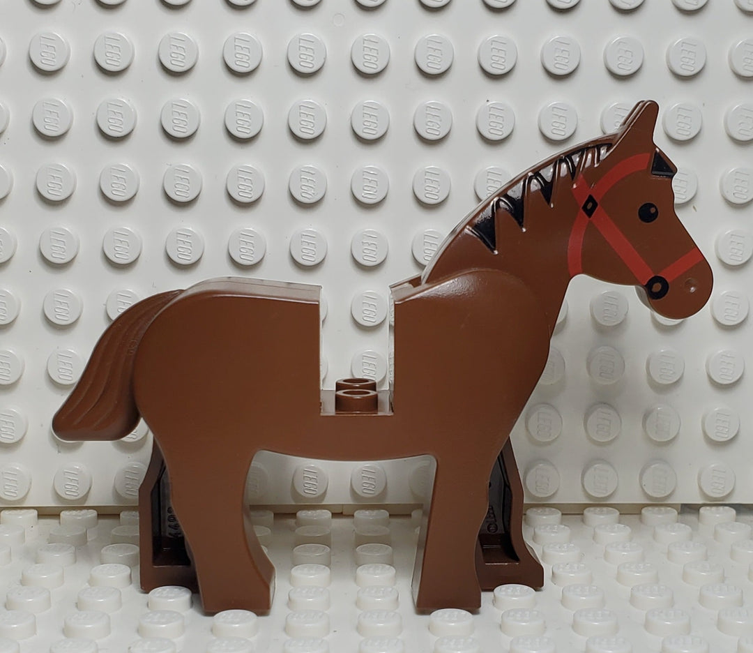LEGO® Horse with Black Mane and Red Bridle