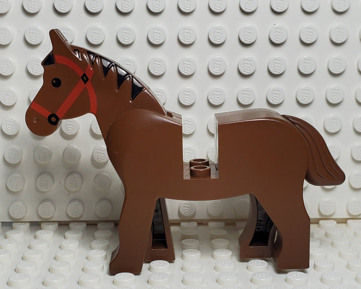 LEGO® Horse with Black Mane and Red Bridle