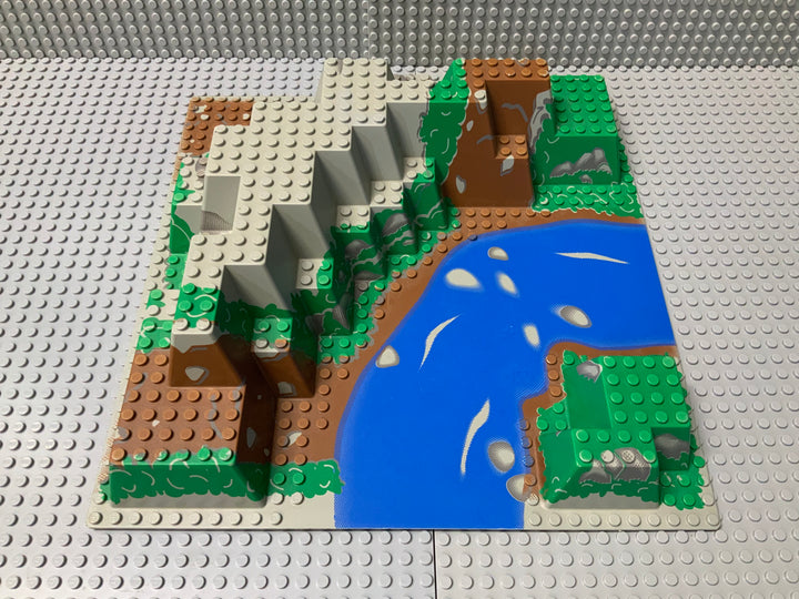 32x32 Raised Baseplate Canyon w/ Brown/Green Mountain, River Rapids Pattern 6024px5 LEGO®