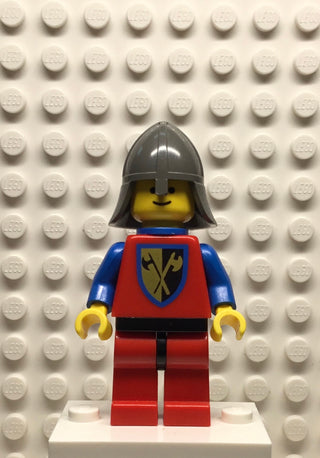 Crusader-Axe, Red Legs with Black Hips, Dark Gray Neck-Protector, Blue Plastic Cape, cas111a Minifigure LEGO®   