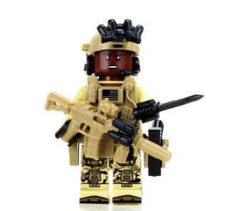 African American Special Forces Soldier Custom Minifigure Custom minifigure Battle Brick   