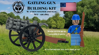 Gatling Gun Building Kit w/ Blue Soldier & Flag ABC Building Kit Atlanta Brick Co   
