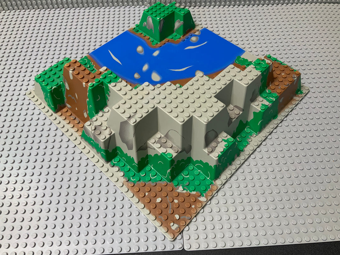 32x32 Raised Baseplate Canyon w/ Brown/Green Mountain, River Rapids Pattern 6024px5 LEGO®