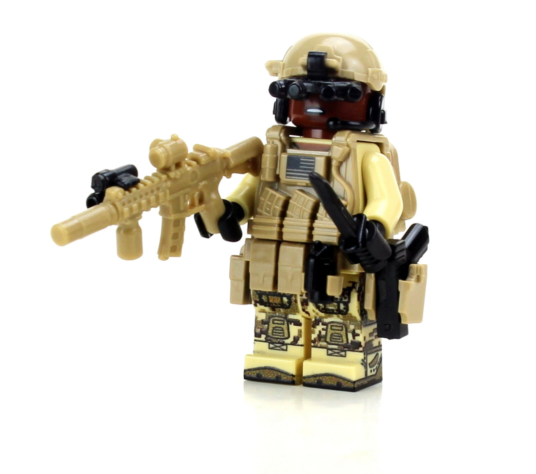 Battle Brick African American Special Forces Soldier Custom Minifigure |  Accessories Made in The USA | Genuine Military Minifig | 1.6 Inches Tall 