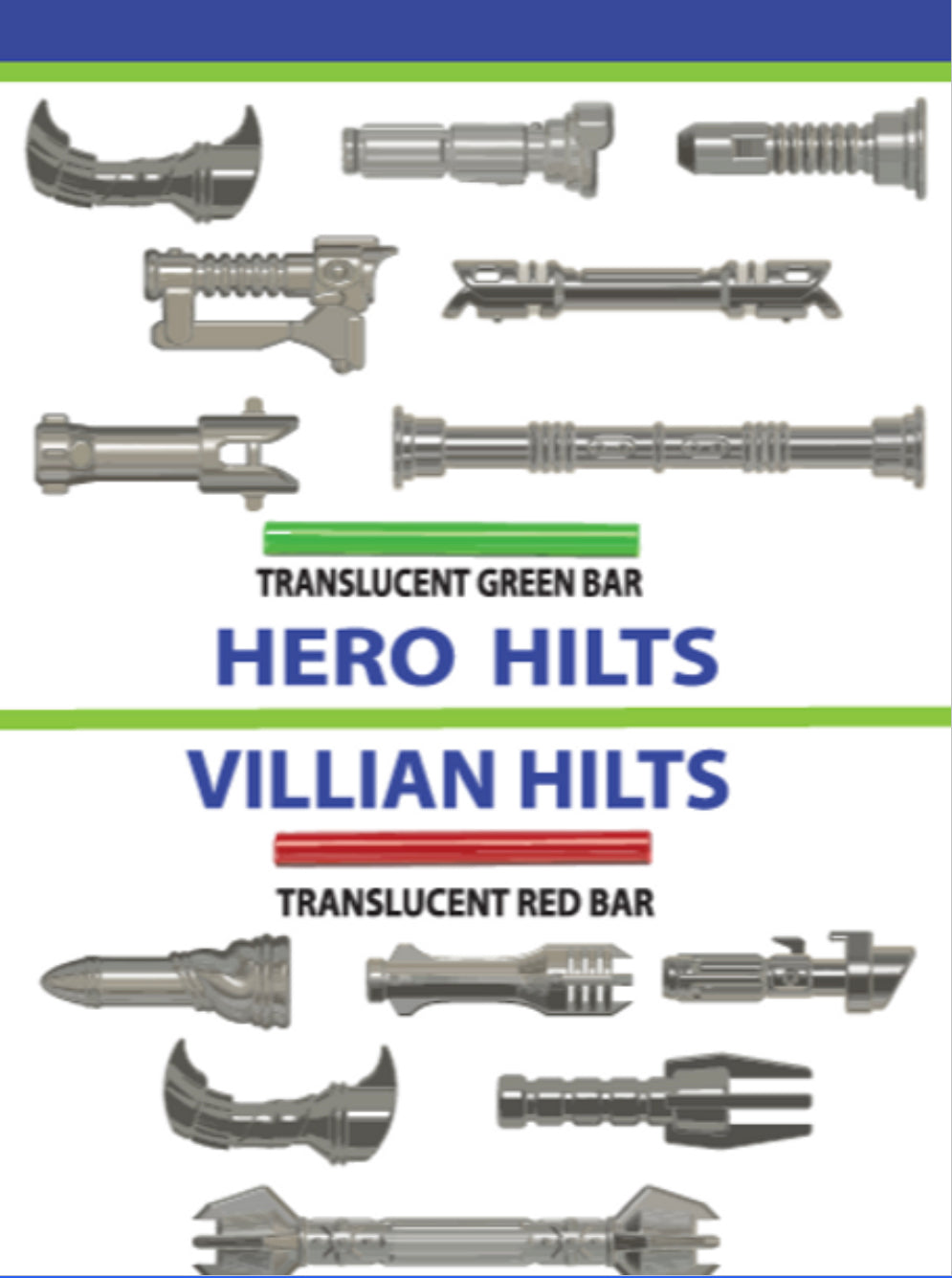 Hero Vs. Villain Metal Grey Hilt Pack Custom, Accessory BigKidBrix   