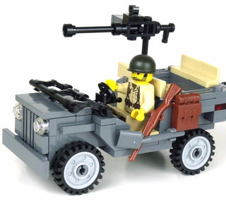 Willys WWII Jeep 4 x 4 Utility Vehicle Building Kit Battle Brick   