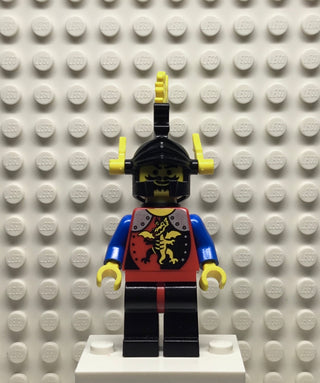 Dragon Knights, Knight 2, Black Legs with Red Hips, Black Dragon Helmet, Yellow Plumes, Black Plastic Cape, cas018a Minifigure LEGO®   