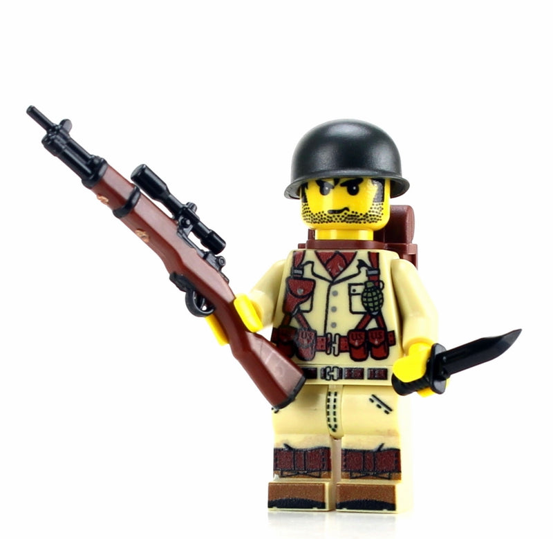 WWII US Army Solider with M1 Garand Custom Minifigure