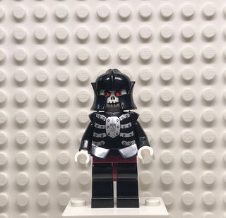 Fantasy Era, Skeleton Warrior 4, White, Black Breastplate and Helmet, Dark Red Hips and Black Legs, cas330 Minifigure LEGO®   