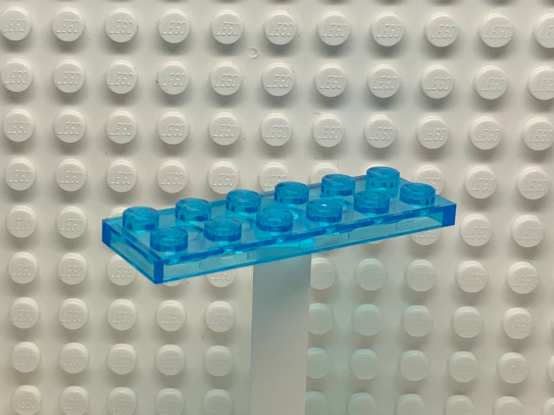 2x6 Plate, Lego® Part Number 3795 Trans-Light Blue