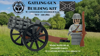 Gatling Gun Building Kit w/ Gray Soldier & Flag ABC Building Kit Atlanta Brick Co   