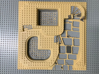 32x32 Raised Baseplate Three Level w/ Slate Ramp and Gray Pool Pattern Tan 6092pb03 LEGO® Part LEGO®   