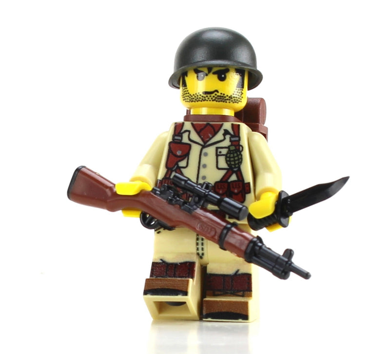 WWII US Army Solider with M1 Garand Custom Minifigure