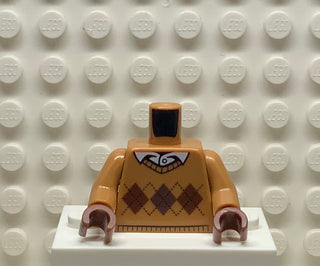 Torso Argyle Sweater with White Shirt Collar and Button Pattern / Medium Nougat Arms, 973pb2342 Part LEGO® Reddish Brown Hands  